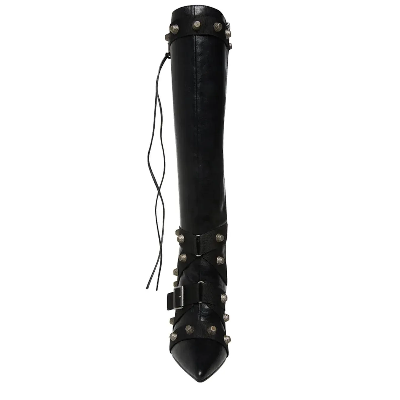 Steve Madden Scarpe Finkle Donna, Stivale Alto, Borchie, Ecopelle, Nero