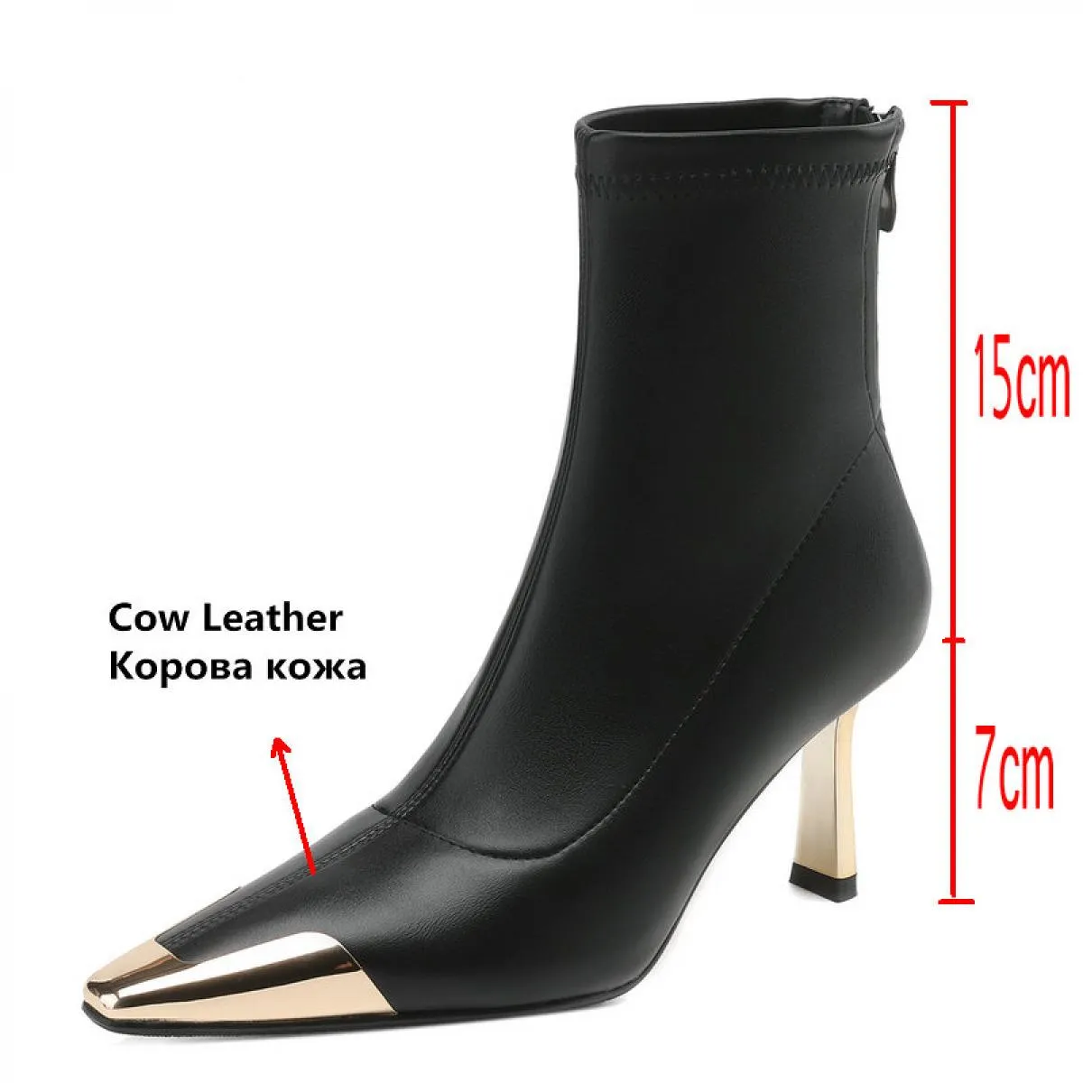 Stivaletti da donna Tacchi alti sottili Punta in metallo Scarpe eleganti Donna Autunno Inverno Party Office Lady Novità