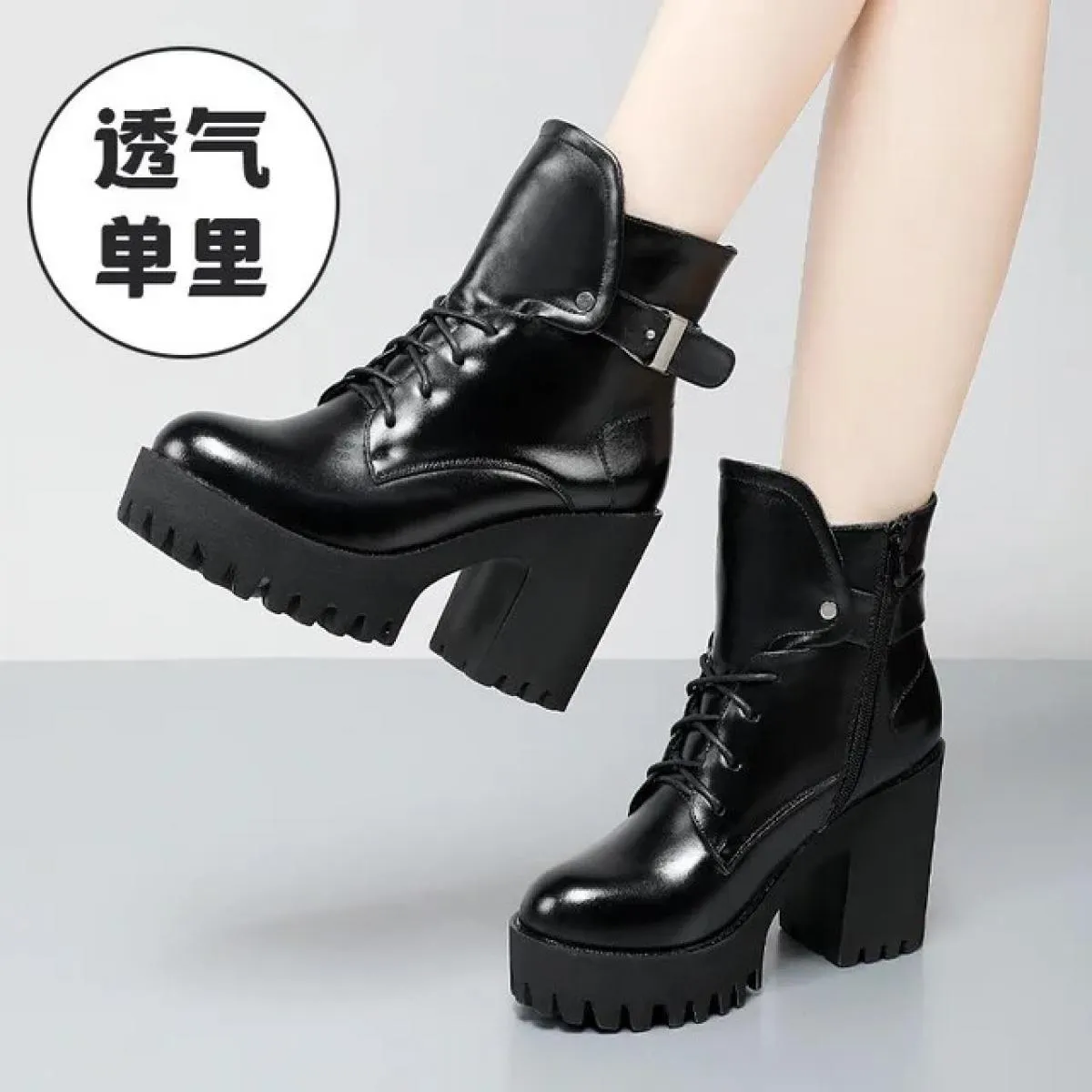Stivaletti Scarpe da donna femminili Stivali con plateau con tacco spesso invernali Calzature da donna Comode sportive all'apert