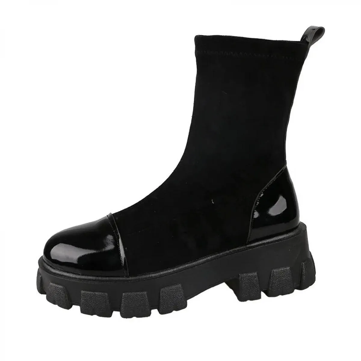 Stivali calzino neri donna 2022 nuove scarpe punk gotiche stivaletti scarpe con plateau stivali calzino bianchi da donna