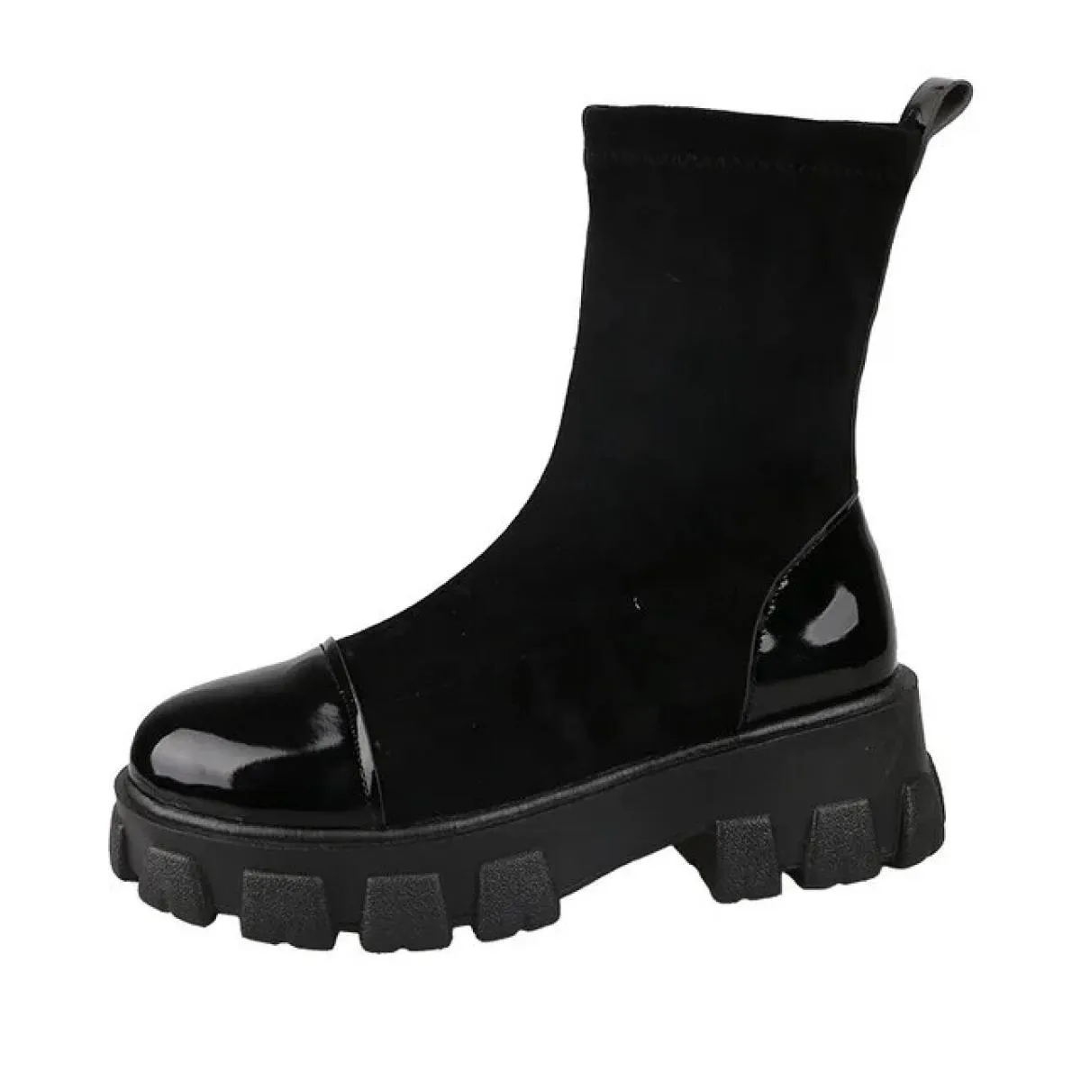 Stivali calzino neri donna 2022 nuove scarpe punk gotiche stivaletti scarpe con plateau stivali calzino bianchi da donna