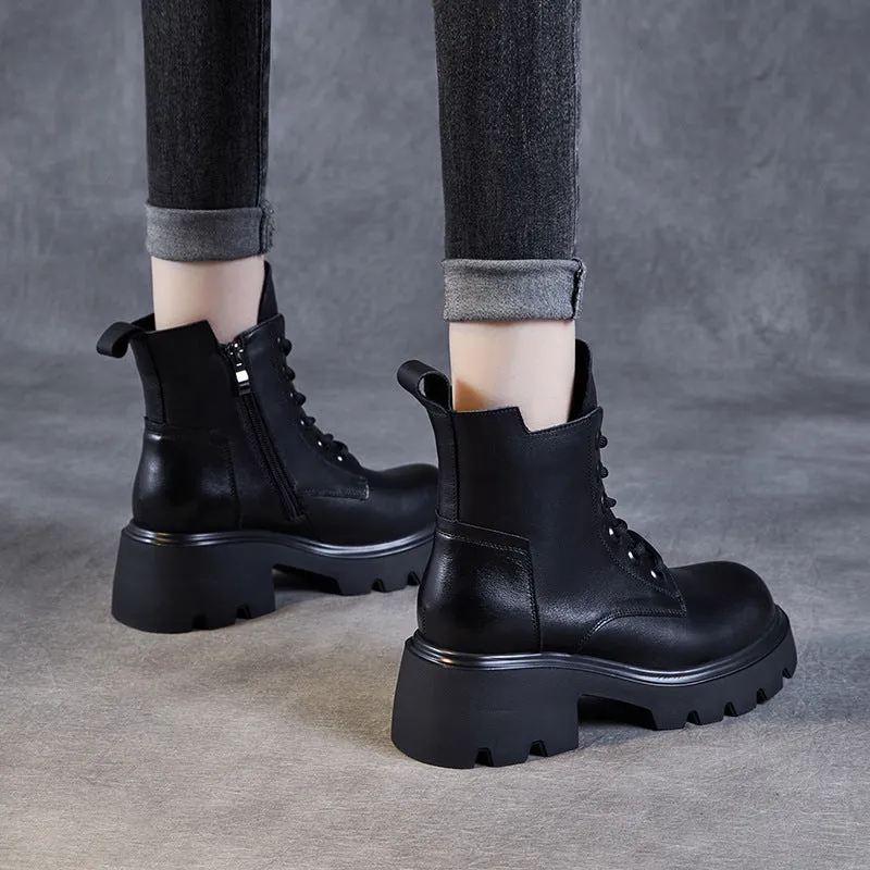 Stivali da donna con plateau comfort in pelle vintage