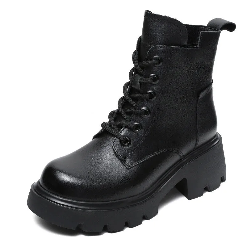 Stivali da donna con plateau comfort in pelle vintage