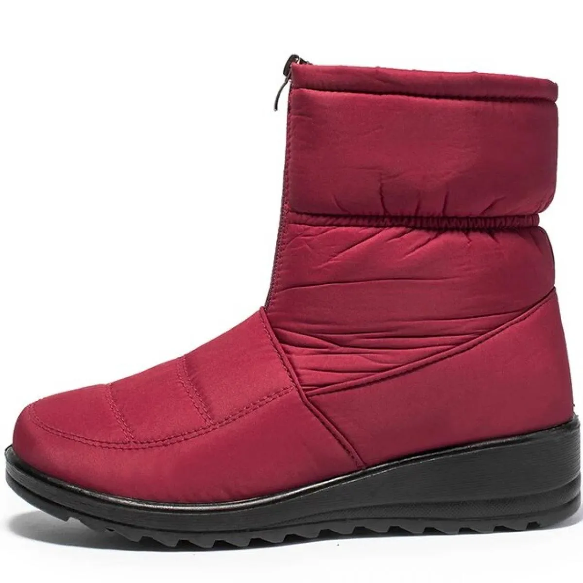 Stivali da neve impermeabili per donna 2023 Stivaletti alla caviglia in peluche caldi invernali Cerniera frontale Scarpe imbotti