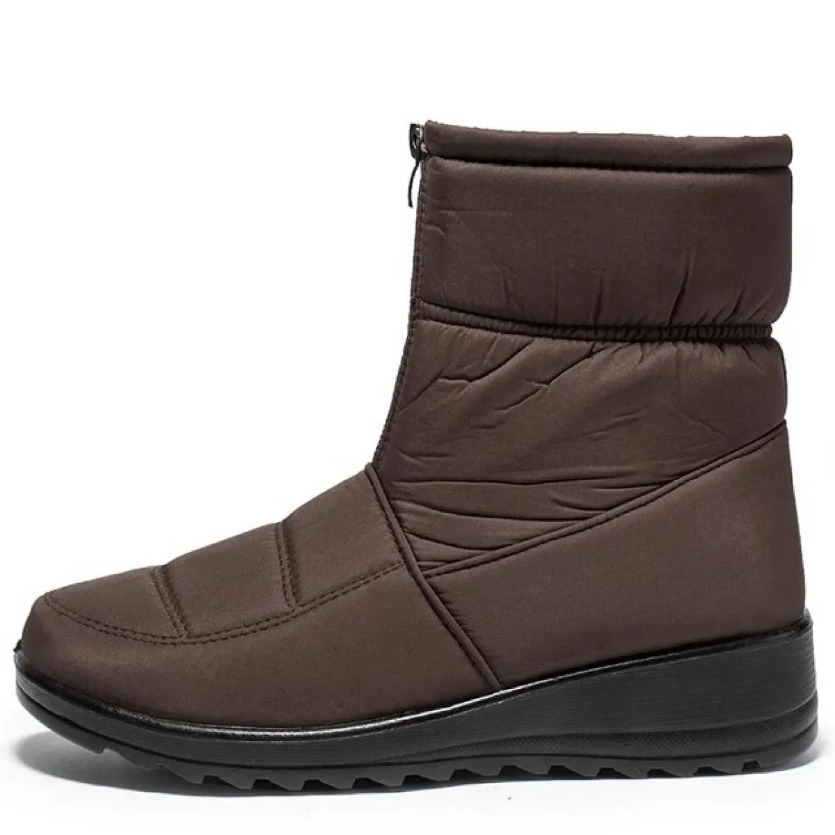 Stivali da neve impermeabili per donna 2023 Stivaletti alla caviglia in peluche caldi invernali Cerniera frontale Scarpe imbotti