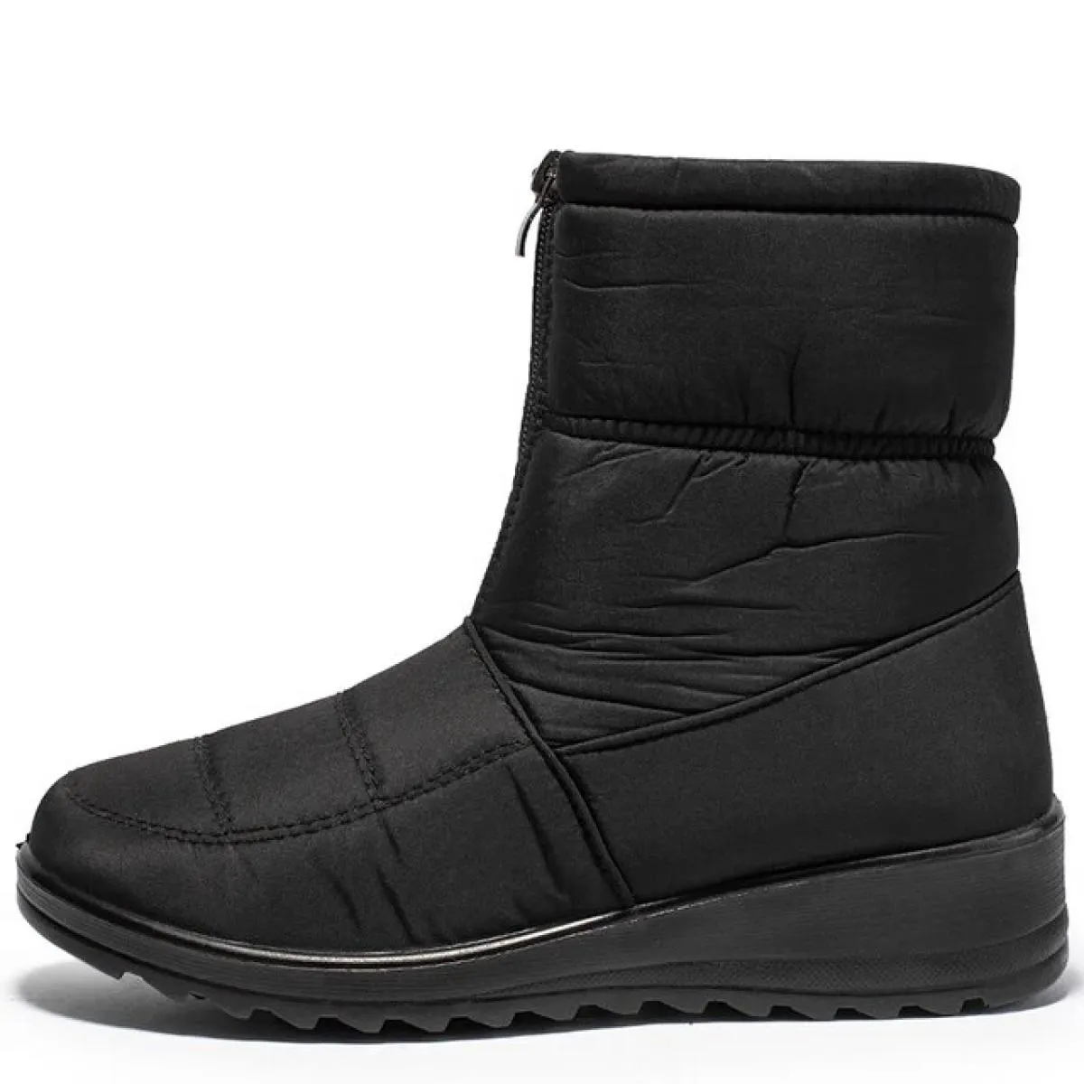 Stivali da neve impermeabili per donna 2023 Stivaletti alla caviglia in peluche caldi invernali Cerniera frontale Scarpe imbotti