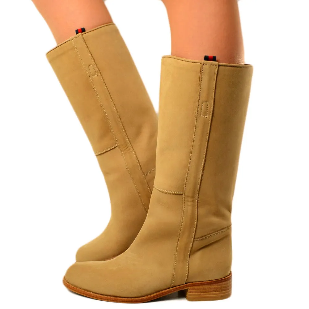 Stivali Donna Camperos Alti Western WildGirl Pelle Nabuk Beige