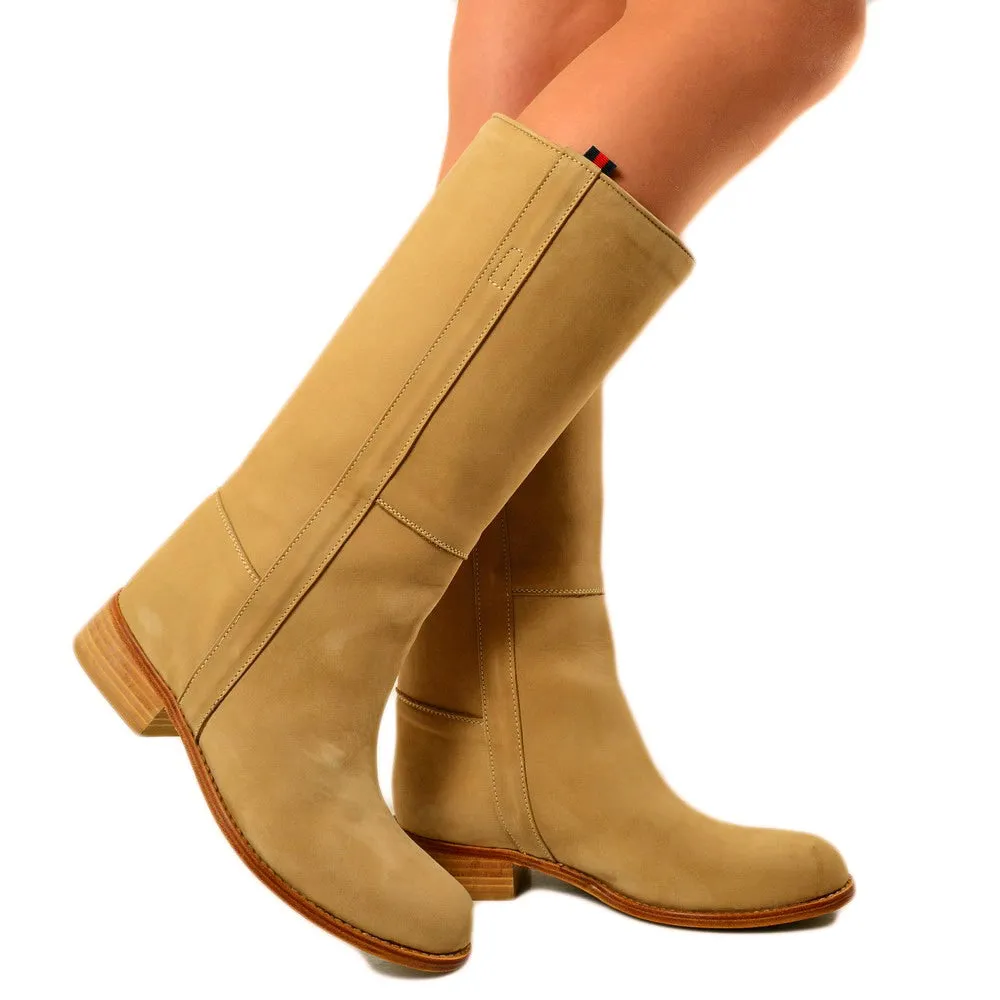 Stivali Donna Camperos Alti Western WildGirl Pelle Nabuk Beige