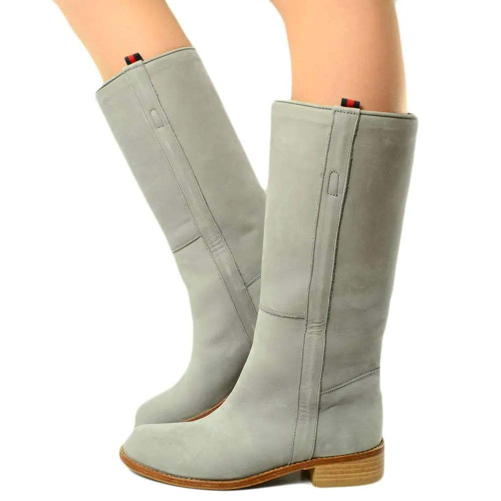 Stivali Donna Camperos Alti Western WildGirl Pelle Nabuk Grigi