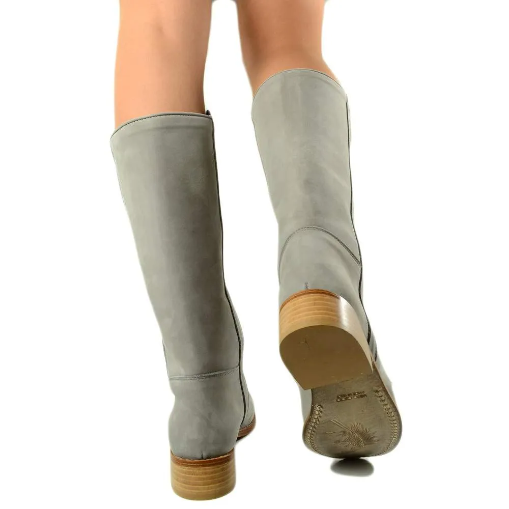 Stivali Donna Camperos Alti Western WildGirl Pelle Nabuk Grigi