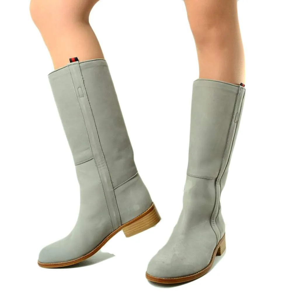 Stivali Donna Camperos Alti Western WildGirl Pelle Nabuk Grigi