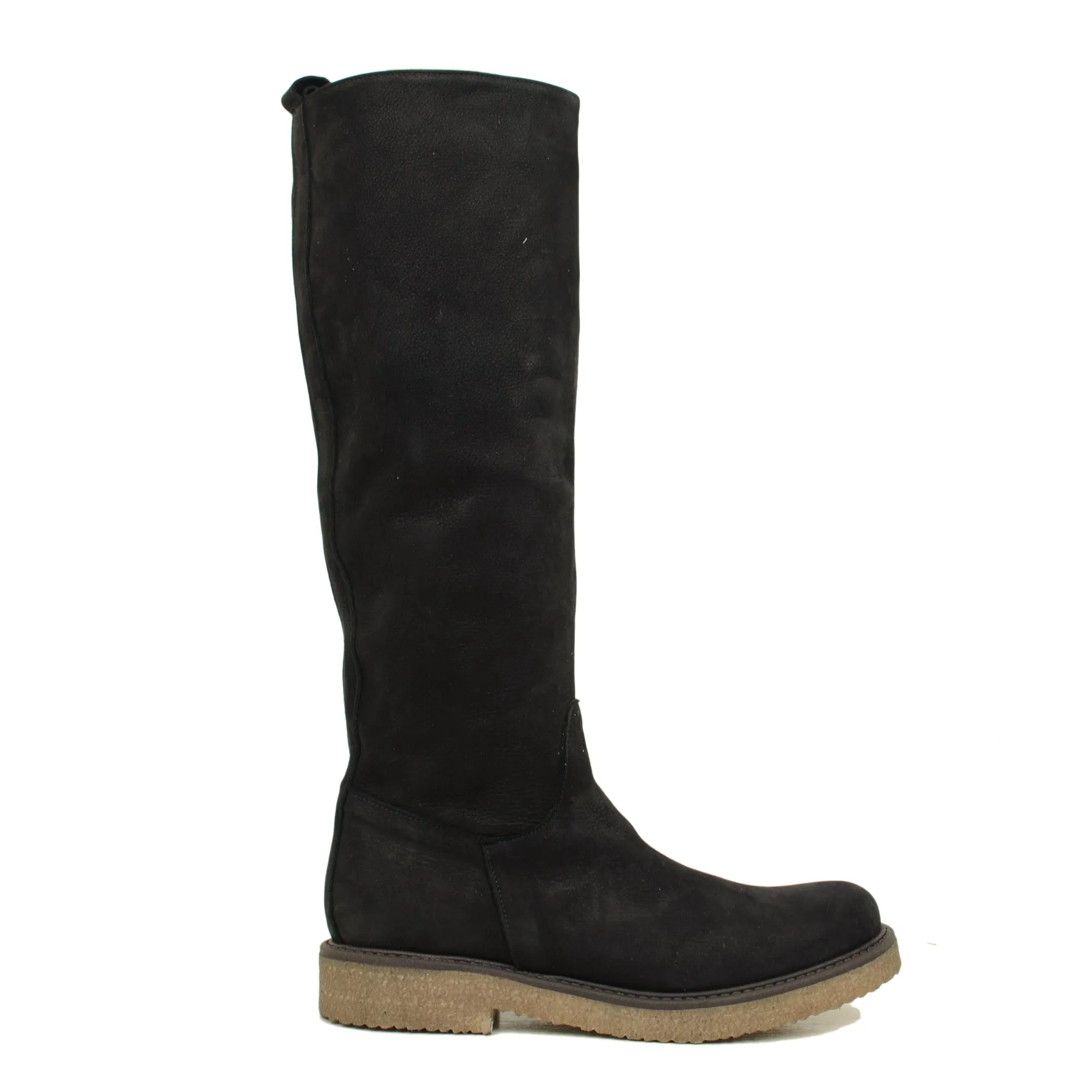 Stivali Donna Camperos Neri in Pelle Nabuk con Zip Made in Italy