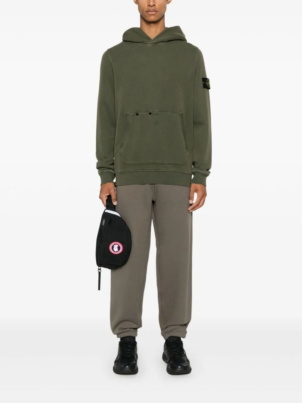 Stone Island-Felpa con applicazione Compass