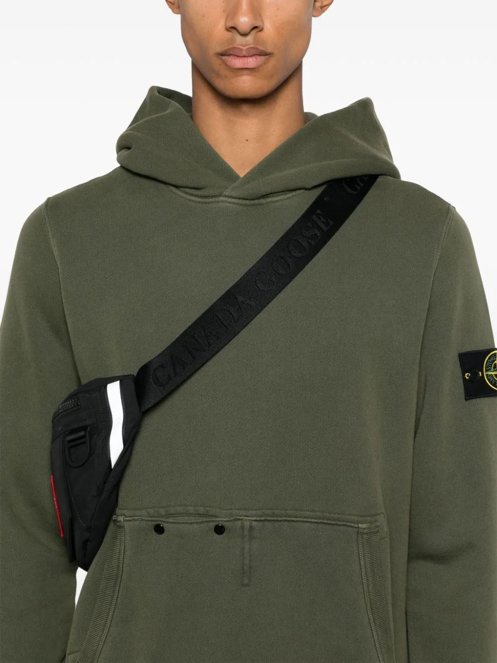 Stone Island-Felpa con applicazione Compass