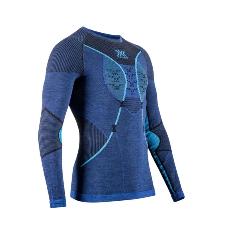 Strato base da uomo XBIONIC Merino Shirt manica lunga (Dark Ocean/Sky Blue)
