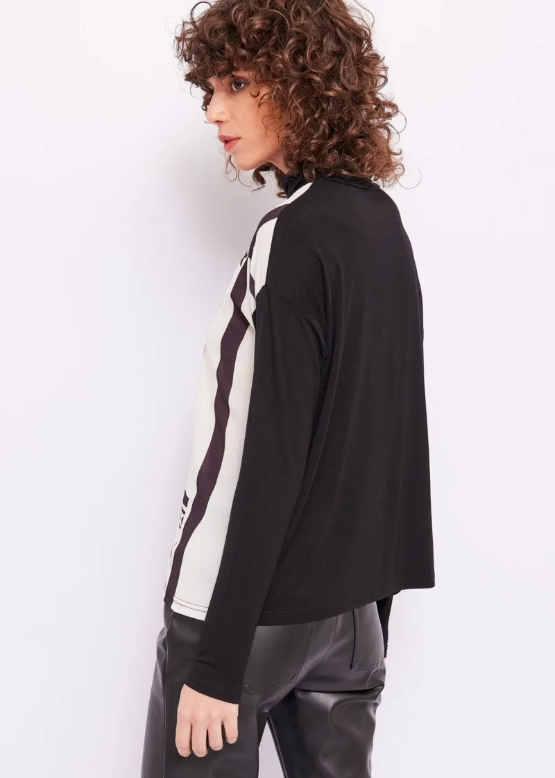 T-shirt a collo alto con stampa