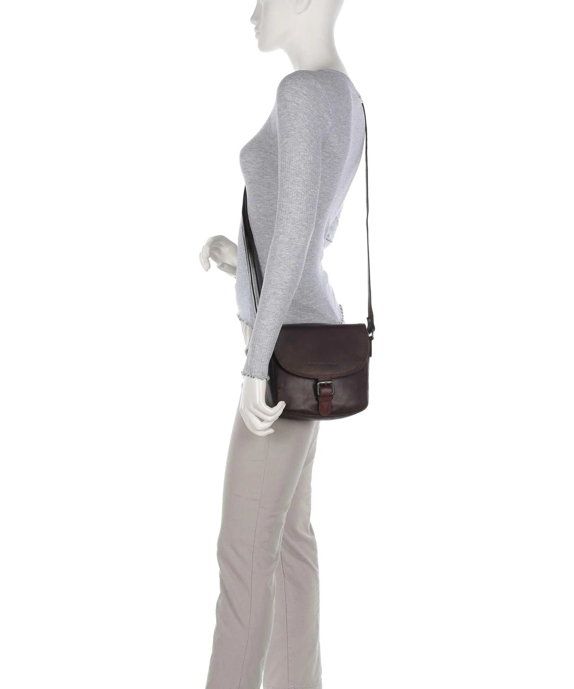  The Chesterfield Brand Cow Wax Pull Up Lucian Borsa a tracolla pelle bovina marrone scuro  