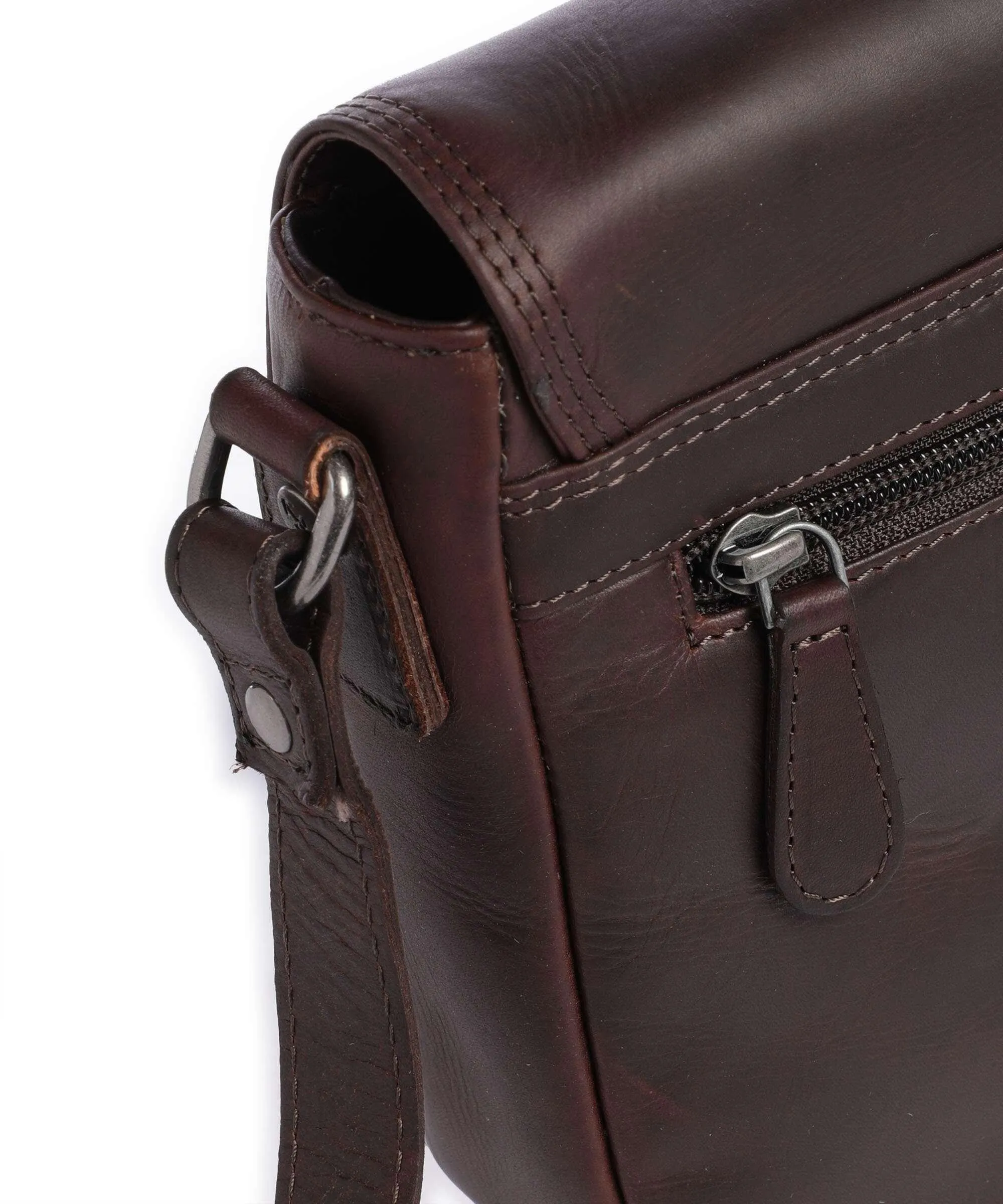  The Chesterfield Brand Cow Wax Pull Up Lucian Borsa a tracolla pelle bovina marrone scuro  