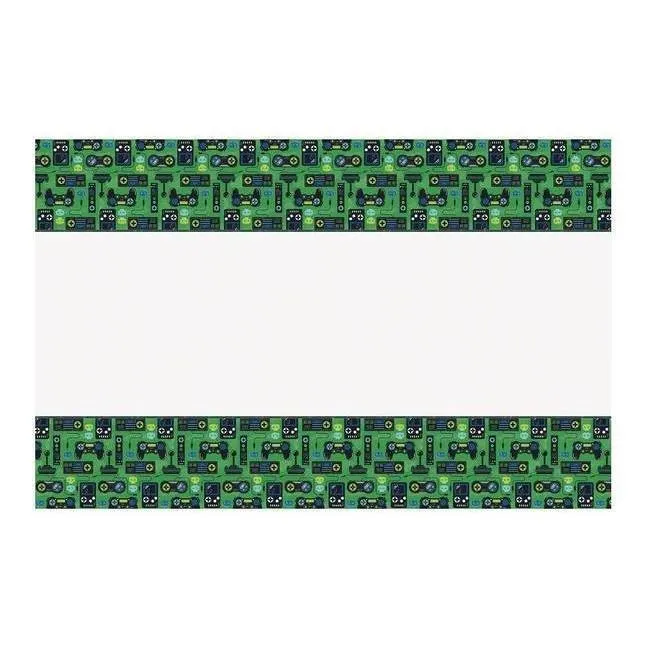 Tovaglia per videogiochi verde e bianca 1,37 x 2,13 m