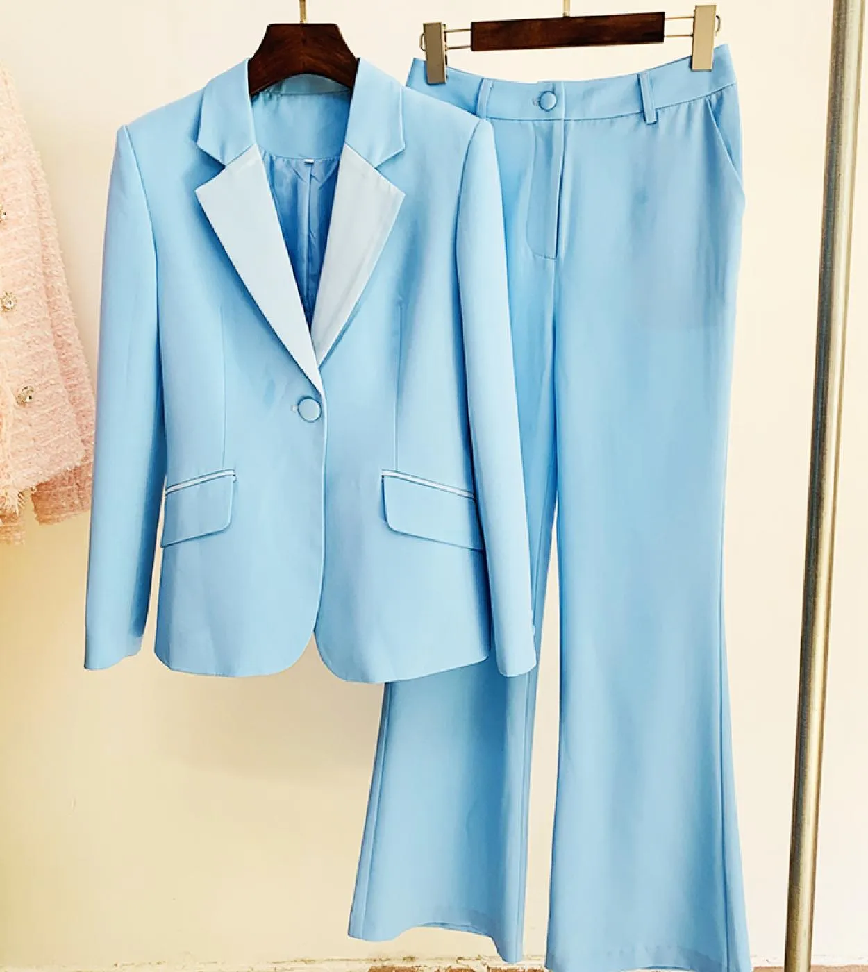 Tuta da passerella di design di alta qualità più recente Set da donna in carriera Pantalone da giacca a bottone singolo con vest
