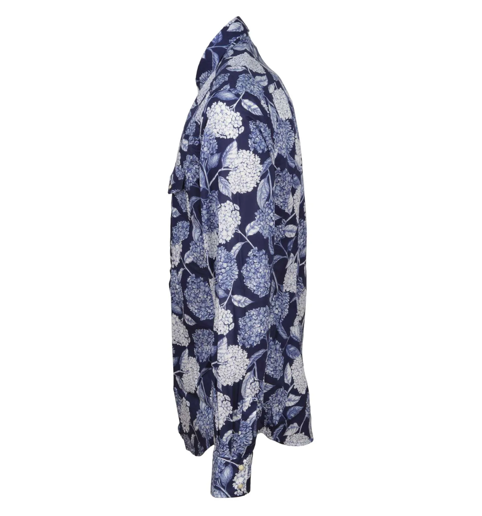 XACUS uomo camicia fiori blu tailor fit 61576.002 714ML WASHED SHIRT