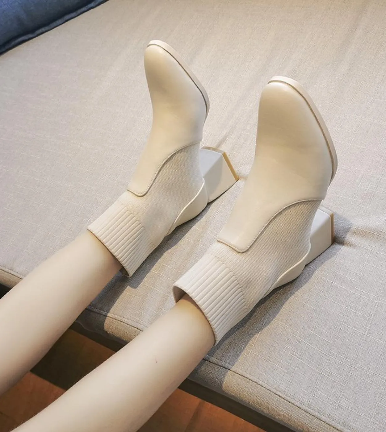 Zeppe in pelle Calzini Stivali Stivaletti in pelle Tacchi alti in pelle Scarpe in pelle Stivali da donna