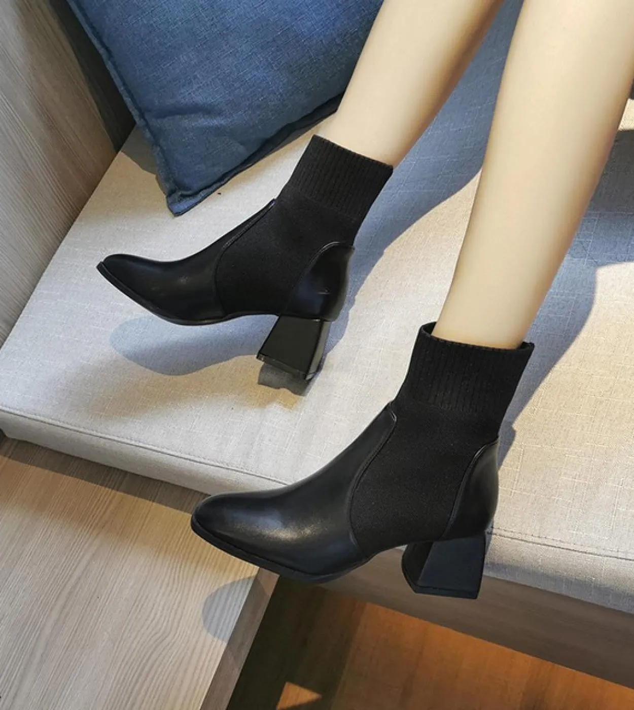 Zeppe in pelle Calzini Stivali Stivaletti in pelle Tacchi alti in pelle Scarpe in pelle Stivali da donna